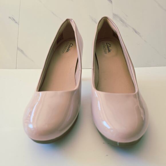 Clarks Ambyr Joy Dusty Pink Patent Leather Pump Heels Size 8.5 - Picture 3 of 11